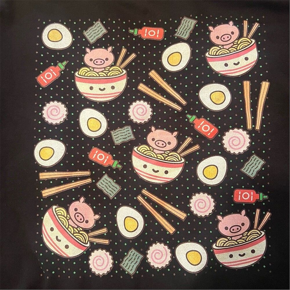 Black Matter 100% Soft Ramen Pig Graphic Crewneck Sweatshirt Kawaii Unisex 5X